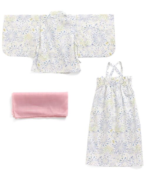 apres les cours 浴衣 水彩花火柄浴衣 キッズ 子供 女の子