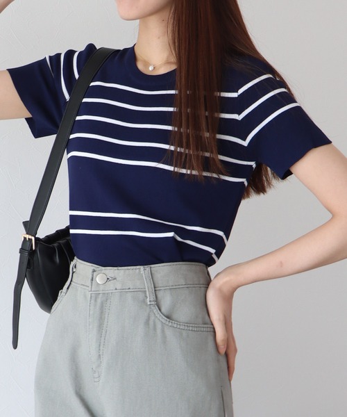 ニット セーター シャドーボーダーサマーニット レディース BLUEEAST ニット セーター ボーダーサマーニット レディース