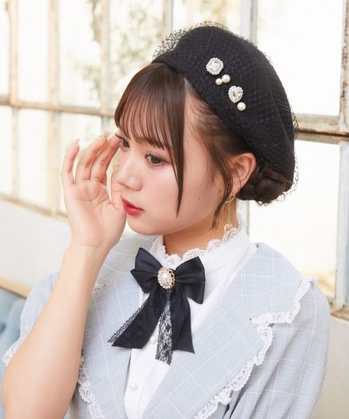ROJITA（ロジータ） 帽子 パールチャーム付きチュールベレー