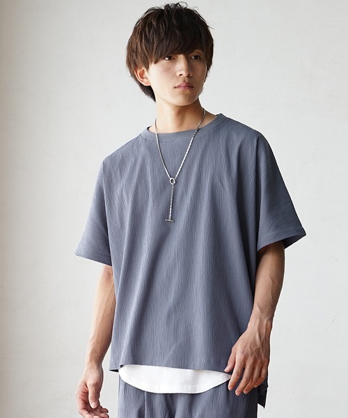 イッセイミヤケ　アシンメトリー　半袖　Tシャツ MinoriTY（マイノリティ） tシャツ 「MinoriTY」楊柳アシンメトリー