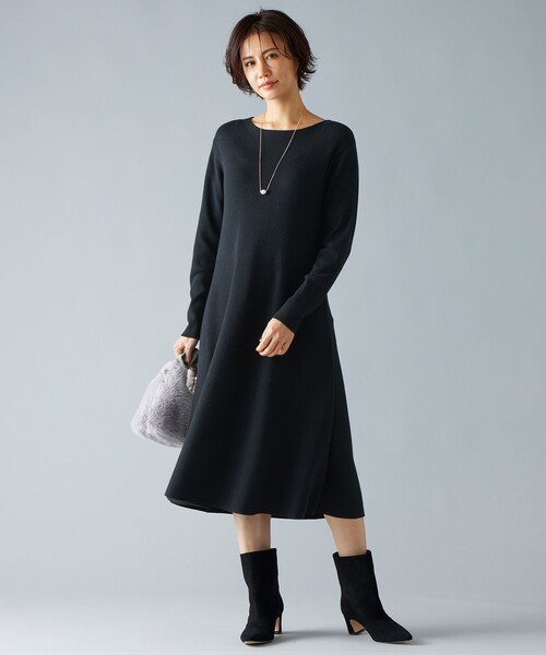 ワンピース 「セットアップ対応」ヴィスコースウールニット ワンピース