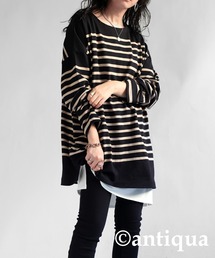 antiqua（アンティカ） antiqua tシャツ バスク素材ボーダーロングT 
