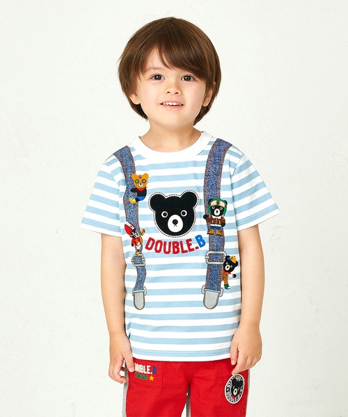 wb tシャツ サスペンダー黒クマ半袖Tシャツ キッズ 子供服 男の子