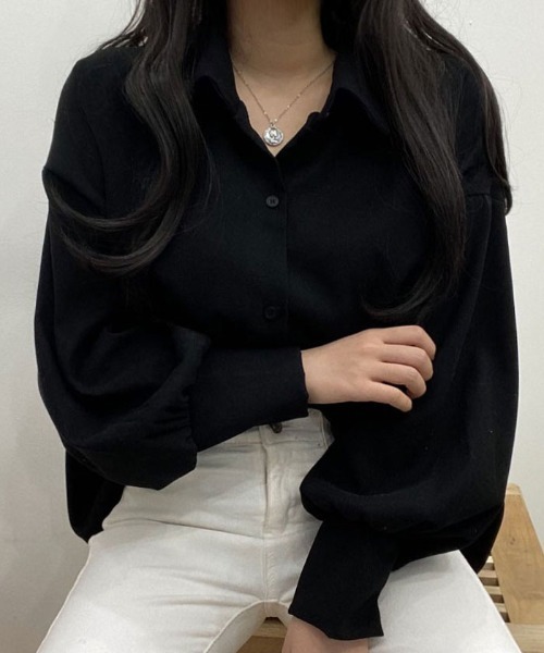 ブラウス シャツ ボリューム袖シャツブラウス バルーン袖ブラウス 韓国