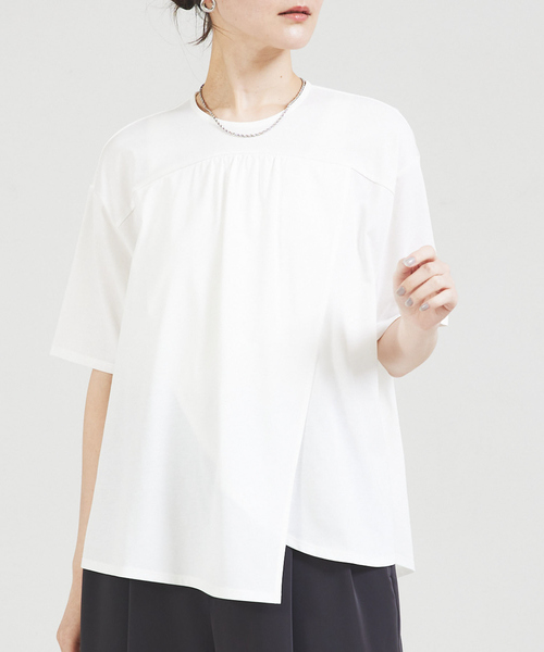 アシメフロントカットソー qualite tシャツ アシメフロントカットソー レディース