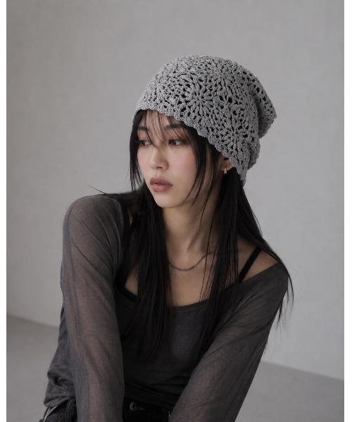 ニット帽 ニットキャップ レディース 「HIKA」カギ編みワッチCAP