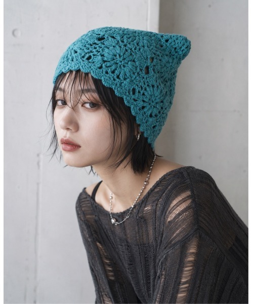 ニット帽 ニットキャップ 「HIKA」カギ編みワッチCAP レディース