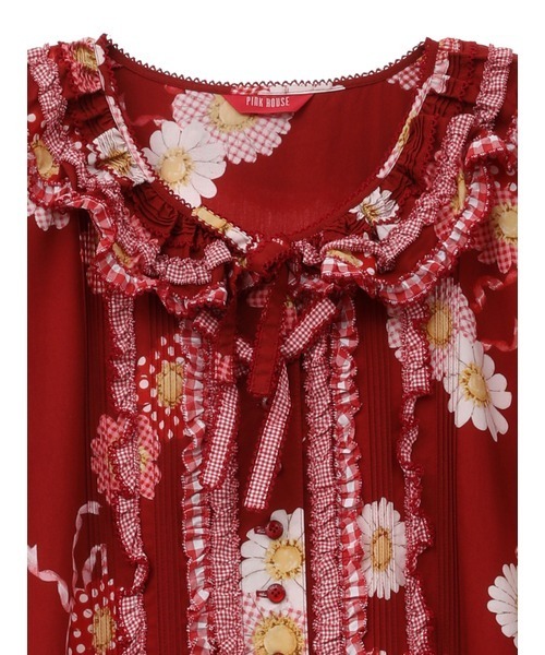 ピンクハウス新品未使用♡赤ギンガム水玉ひな菊 コサージュ♡ ピンクハウス新品未使用♡赤ギンガム水玉ひな菊 コサージュ