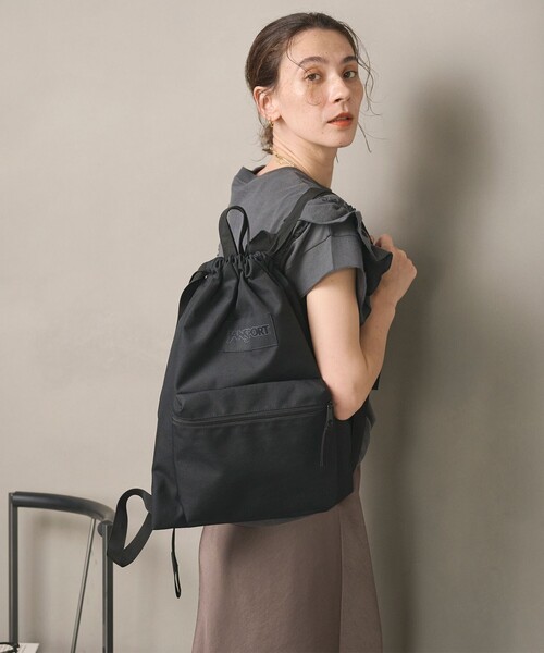 JANSPORT 黒 ドロストリュック 別注】＜JANSPORT＞ドロスト リュック －2WAY－(506316076