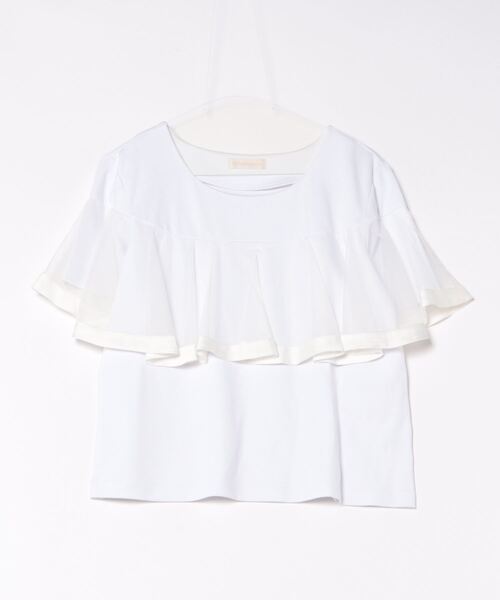 tシャツ チュールケープカットソープルオーバー レディース