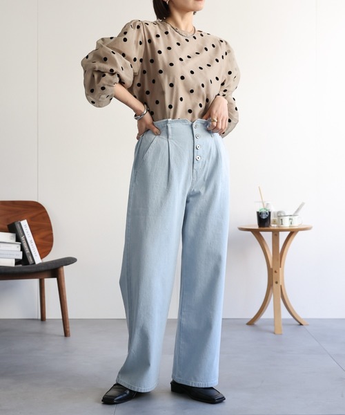 レトロ　アンティーク　steampunk ハイウエストテーパードパンツ 秋冬 茶 ap retro ジーンズ デニム デニムパンツ ハイウエストデニム