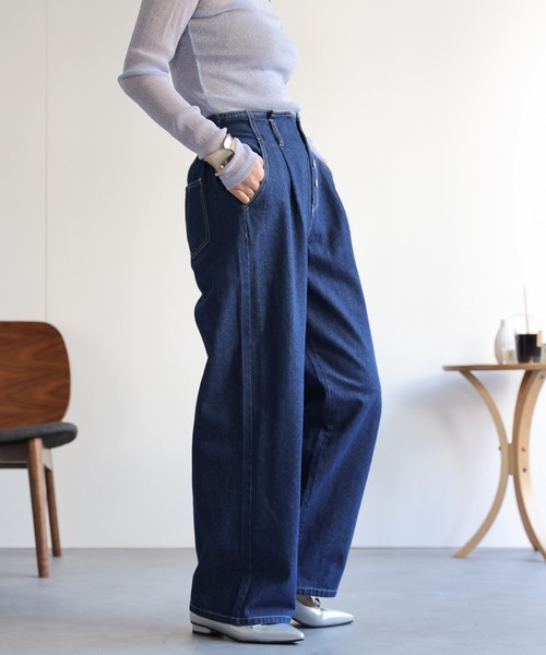 Eaphi ハイウエストデニムパンツ eaphi デニム ハイウエスト wave design サイズ2 箱付き