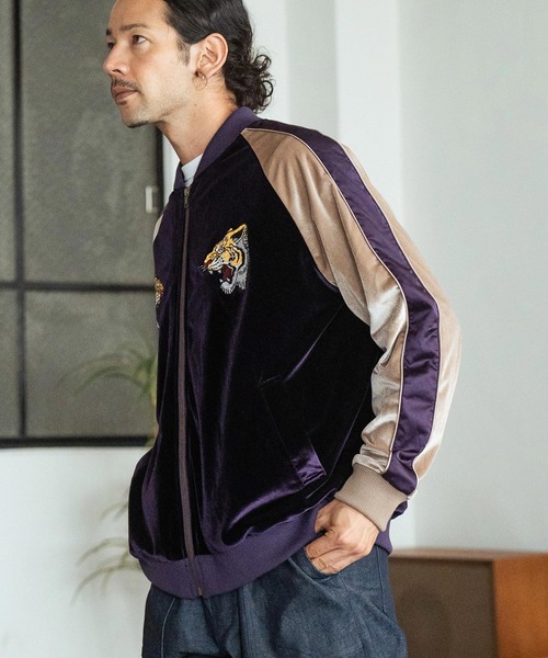CAMBIO スカジャン mj10174- Tiger Embroidered Velour Souvenir