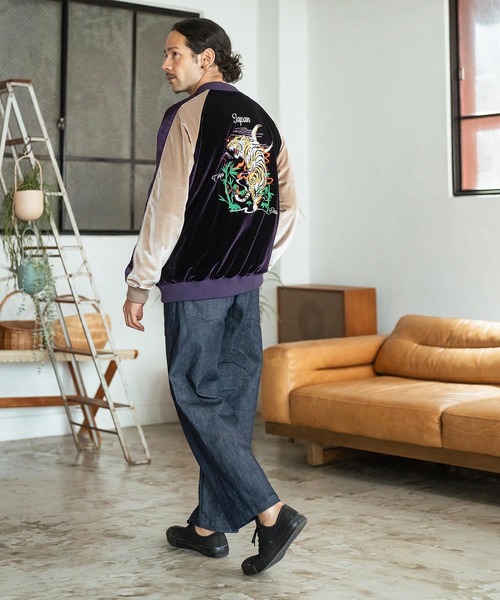 CAMBIO スカジャン mj10174- Tiger Embroidered Velour Souvenir