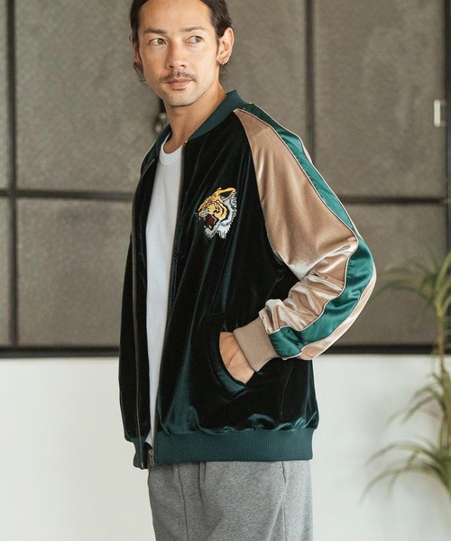 CAMBIO スカジャン mj10174- Tiger Embroidered Velour Souvenir