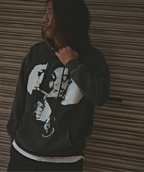 ALL RUNS パーカー ピグメント加工 グラフィック パーカー メンズ