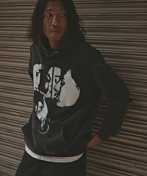 ALL RUNS パーカー ピグメント加工 グラフィック パーカー メンズ