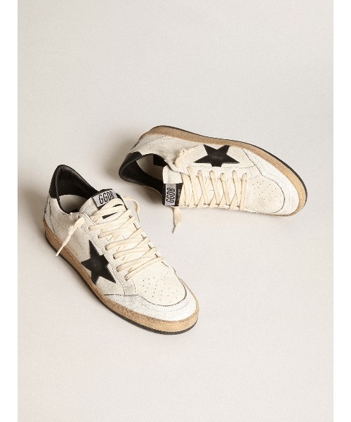 スニーカー メンズ Ball Star ホワイトナッパレザー ブラックスター メンズの画像