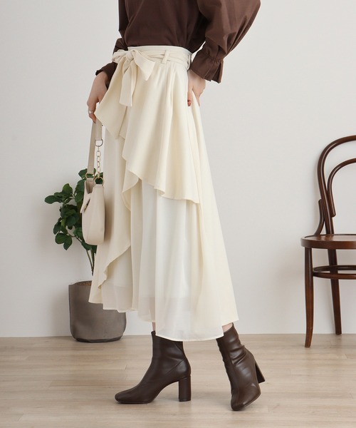 FUNALIVE（ファンアライブ） スカート nohea スエード調×シフォン切替