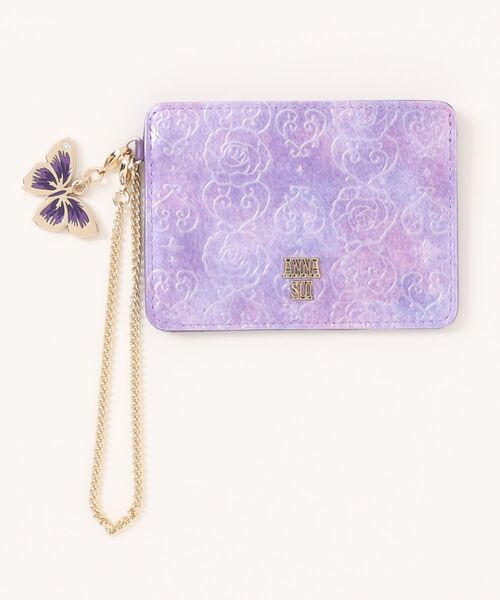 【極美品】 アナスイ ANNA SUI 牛革 折り畳み 財布 パスケース 口金 ANNA SUI（アナスイ） 財布 ローズハート パスケース レディース