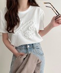 tシャツ 半袖 フリル刺繍でエレガントに。シル...の詳細画像4