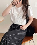 tシャツ 半袖 フリル刺繍でエレガントに。シル...の詳細画像2