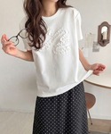 tシャツ 半袖 フリル刺繍でエレガントに。シル...の詳細画像3