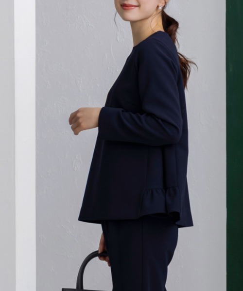 ブラウス シャツ 「SONO/ソーノ」「SONO NAVY/ソーノネイビー」「防シワダブルクロス」サイドティアードギャザーフリルブラウス レディース SONO/ソーノ】【SONO NAVY/ソーノネイビー】<防シワダブルクロス