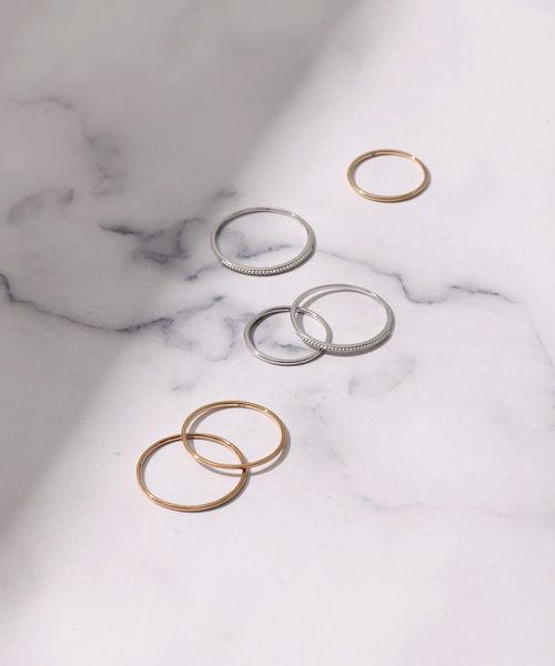 Lilas 指輪 リング シンプルリングミル打ちWG K10 レディース