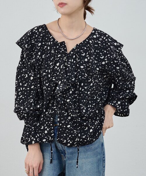 SHENERY（シーナリー） ブラウス シャツ 「新柄登場！」フリルカラー