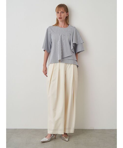 ELENDEEK ブラウス シャツ ショルダーラッフルブラウス