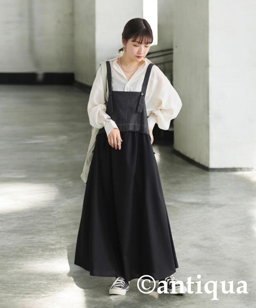 サロペット・オーバーオール・オールインワン KIDILL check pleats skirt antiqua（アンティカ） サロペット オーバーオール デニム切り替え