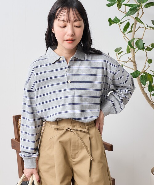 FREAK'S STORE tシャツ マルチボーダーポロ襟 トップス/マルチ