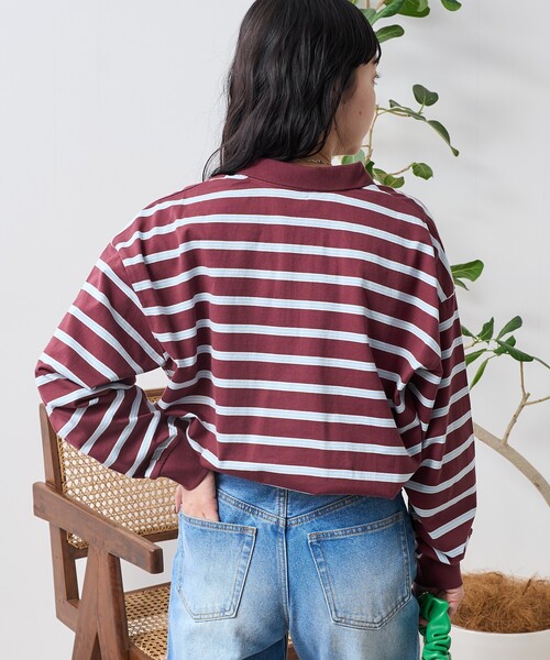 FREAK'S STORE tシャツ マルチボーダーポロ襟 トップス/マルチ