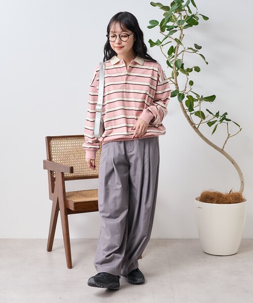 FREAK'S STORE tシャツ マルチボーダーポロ襟 トップス/マルチ
