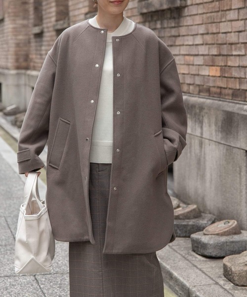 「FORK&SPOON」 ノーカラーコート 1 ブラック レディース_画像3