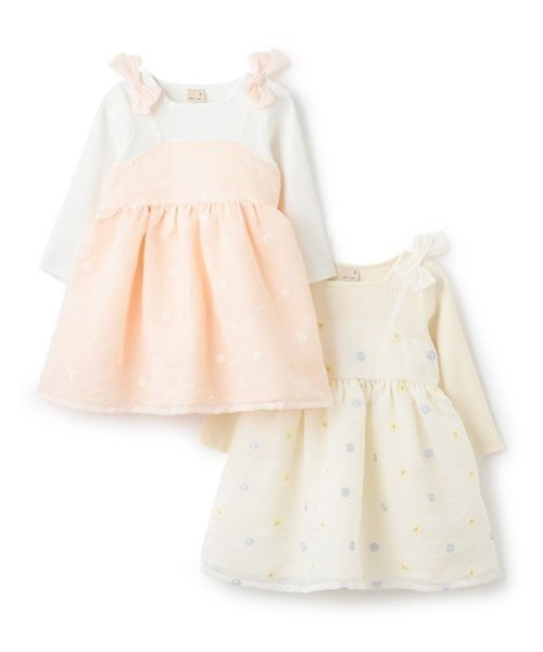 petit main ワンピース 「リンク」花刺しゅうワンピース(キッズ