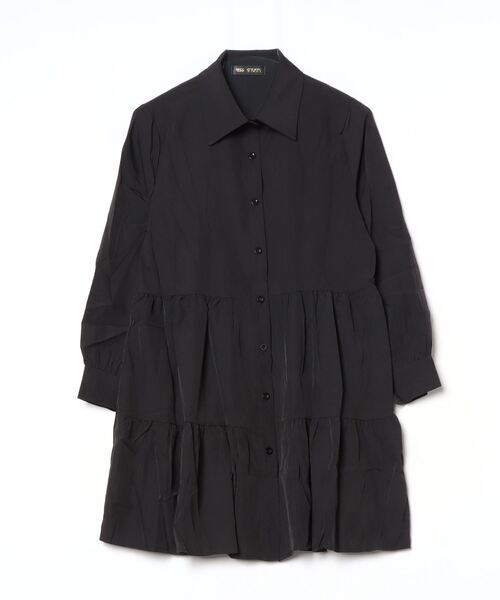 styling/  シャツワンピース　black FREE STYLISTS シャツワンピース ミニ丈ティアードシャツ
