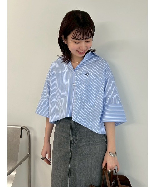 「Mila Owen」 長袖ブラウス 0 ブルー レディース ミラ オーウェン Mila Owen 2WAYデニムボウタイブラウス （LBLU