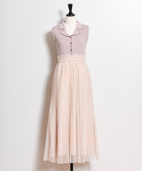 NOELA ワンピース 「15周年」ニットチュールドッキングワンピ