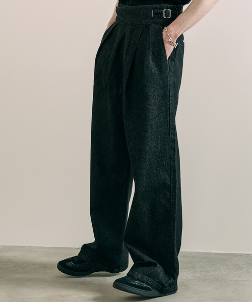 LURAKU ジーンズ 「LURAKU」Two Tuck Wide Straight Gurkha Denim - 2