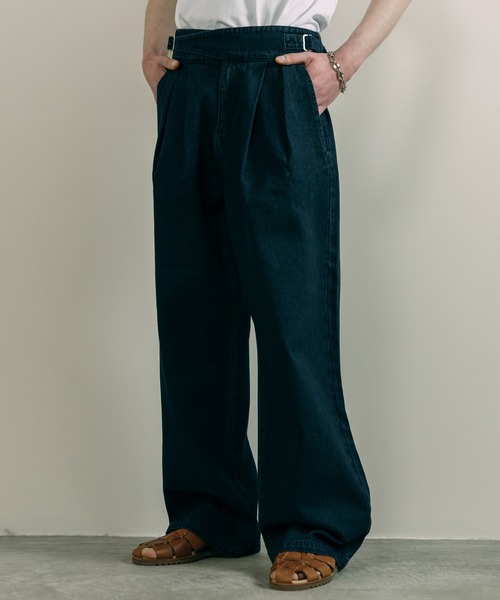 LURAKU ジーンズ 「LURAKU」Two Tuck Wide Straight Gurkha Denim - 2