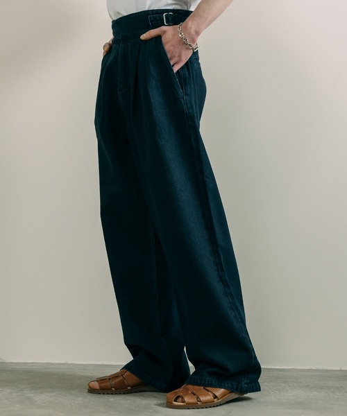 LURAKU ジーンズ 「LURAKU」Two Tuck Wide Straight Gurkha Denim - 2