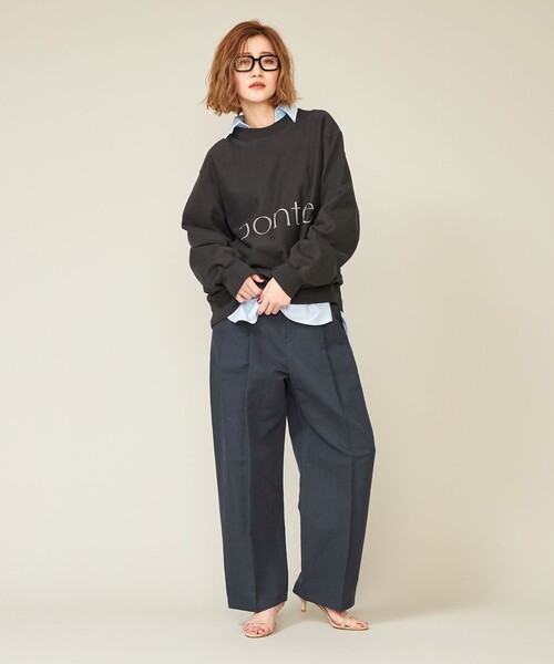 conte ヘリンボーン　タックワイドパンツ conte パンツ 「conte」ヘリンボーン タック ワイドパンツ