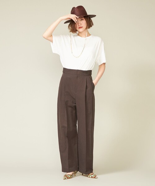 conte ヘリンボーン　タックワイドパンツ conte パンツ 「conte」ヘリンボーン タック ワイドパンツ