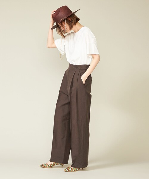 conte ヘリンボーン　タックワイドパンツ conte パンツ 「conte」ヘリンボーン タック ワイドパンツ