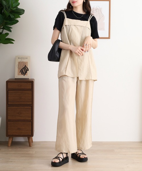お値下げデザインスリーブキャミブラウス　ホワイト美品 14日までお値下げデザインスリーブキャミブラウス ホワイト美品