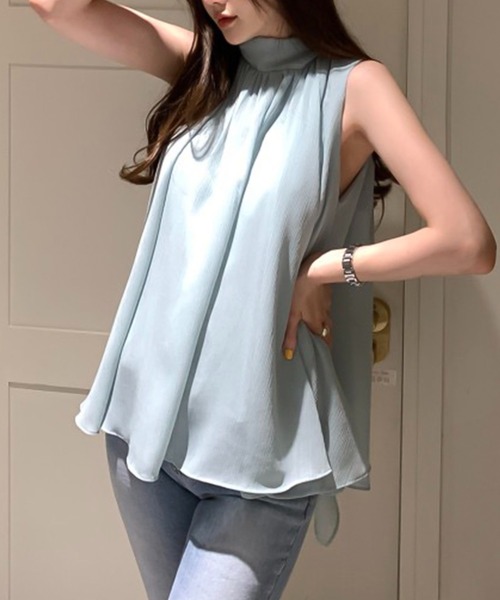 Girly Doll ブラウス シャツ ハイネックドレープフレア