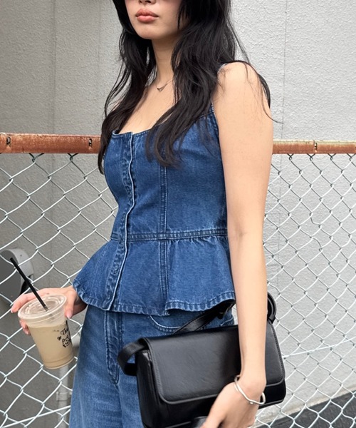 「セットアップ対応」SQUARE NECK DENIM ビスチェ レディース MOUSSY 「セットアップ対応」SQUARE NECK DENIM ビスチェ