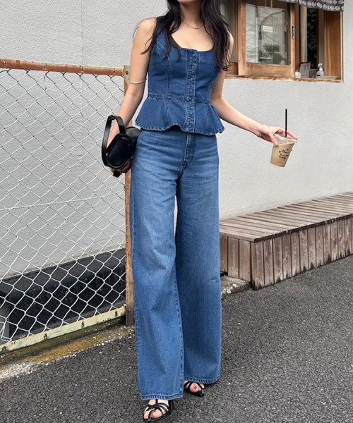 「セットアップ対応」SQUARE NECK DENIM ビスチェ レディース MOUSSY 「セットアップ対応」SQUARE NECK DENIM ビスチェ